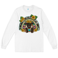 White suffolk ewe front sunflowers rainbow Long Sleeve Tee - BarkalooDesign
