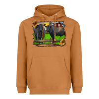 Meerkat black angus cattle and bull in barnyard Heavyweight Hoodie - RanaPortraitStore