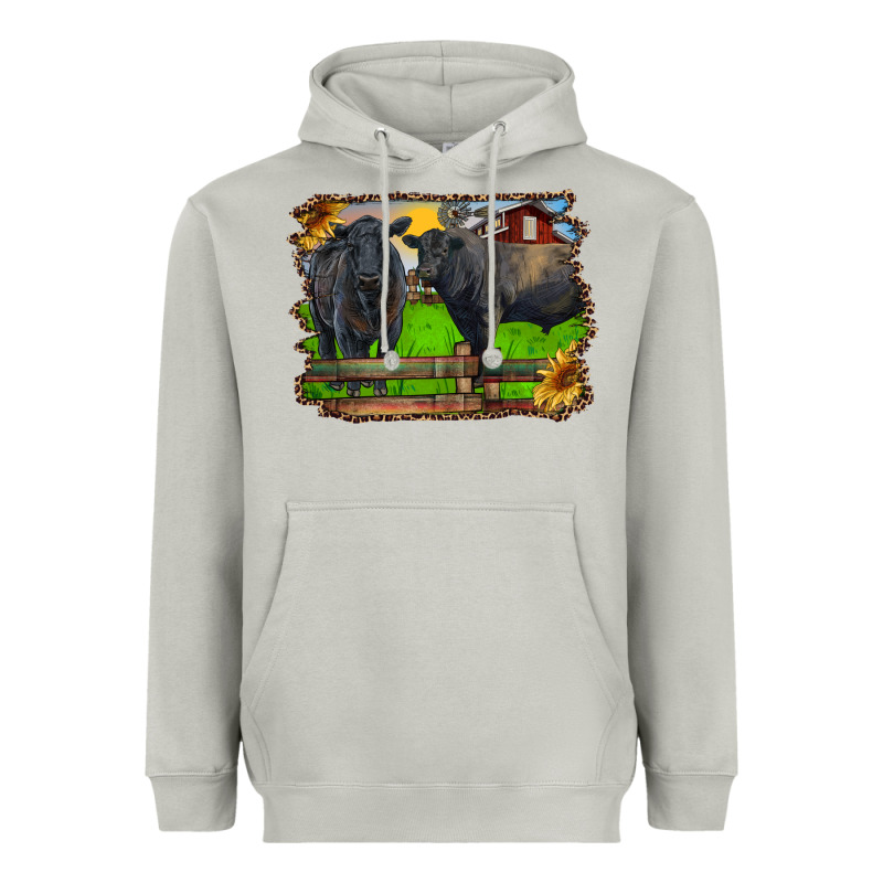 Black Angus Cattle And Bull In Barnyard Heavyweight Hoodie by RanaPortraitStore | Teevron