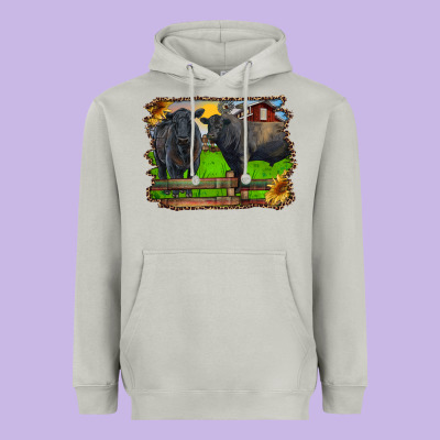 Black Angus Cattle And Bull In Barnyard Heavyweight Hoodie Designed By Ranaportraitstore