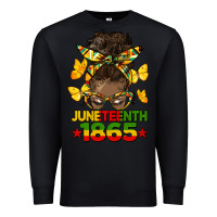 Black juneteenth 1865 afro bun Premium Sweatshirt - HRA Design Shop