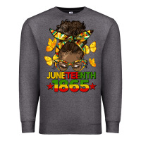 Charcoal Heather juneteenth 1865 afro bun Premium Sweatshirt - HRA Design Shop