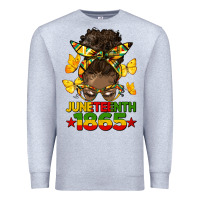 Heather Grey juneteenth 1865 afro bun Premium Sweatshirt - HRA Design Shop