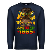 Navy juneteenth 1865 afro bun Premium Sweatshirt - HRA Design Shop