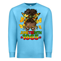 Ocean Blue juneteenth 1865 afro bun Premium Sweatshirt - HRA Design Shop