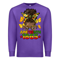 Purple juneteenth 1865 afro bun Premium Sweatshirt - HRA Design Shop