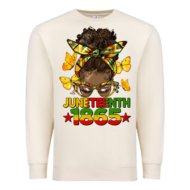 Juneteenth 1865 Afro Bun Premium Sweatshirt by HRA Design Shop | Teevron