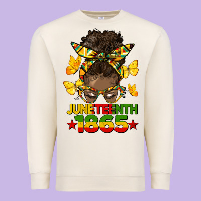 Juneteenth 1865 Afro Bun Premium Sweatshirt Designed By Hra Design Shop