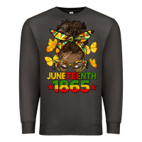 Smoke juneteenth 1865 afro bun Premium Sweatshirt - HRA Design Shop
