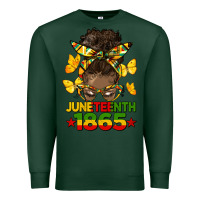 Sports Green juneteenth 1865 afro bun Premium Sweatshirt - HRA Design Shop