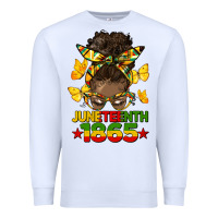 White juneteenth 1865 afro bun Premium Sweatshirt - HRA Design Shop