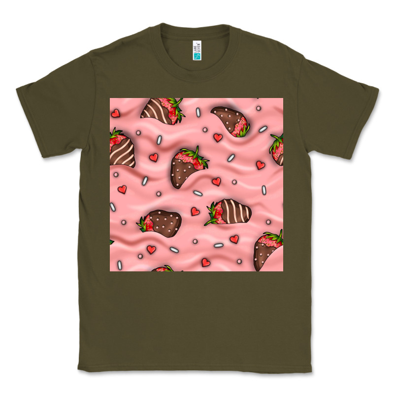 Valentines Day Strawberries In Cream Seamless Pattern Classic Tee by BundleAndBundleShop | Teevron