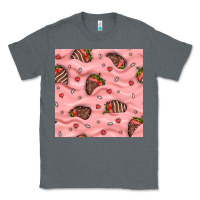 Charcoal Heather valentines day strawberries in cream seamless pattern Classic Tee - BundleAndBundleShop