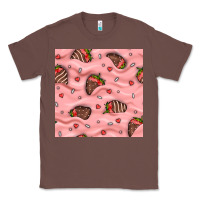 Chestnut valentines day strawberries in cream seamless pattern Classic Tee - BundleAndBundleShop