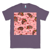 Lavender valentines day strawberries in cream seamless pattern Classic Tee - BundleAndBundleShop