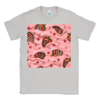 Moon Dust valentines day strawberries in cream seamless pattern Classic Tee - BundleAndBundleShop