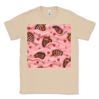 Mushroom valentines day strawberries in cream seamless pattern Classic Tee - BundleAndBundleShop