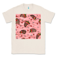 Natural valentines day strawberries in cream seamless pattern Classic Tee - BundleAndBundleShop