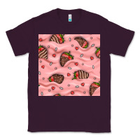 Plum valentines day strawberries in cream seamless pattern Classic Tee - BundleAndBundleShop