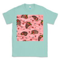 Seafoam valentines day strawberries in cream seamless pattern Classic Tee - BundleAndBundleShop