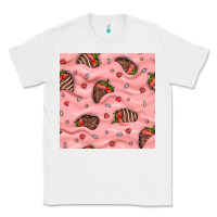 White valentines day strawberries in cream seamless pattern Classic Tee - BundleAndBundleShop