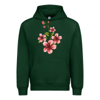 Forest Green pink flowers hibiscus Urban Hoodie - Jasminsmagicworld