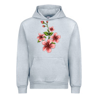 Heather Grey pink flowers hibiscus Urban Hoodie - Jasminsmagicworld