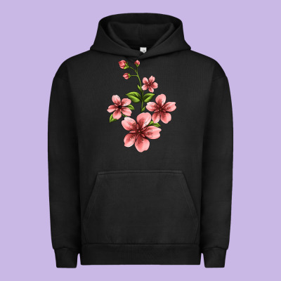 Pink Flowers Hibiscus Urban Hoodie Designed By Jasminsmagicworld