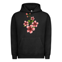 Pigment Black pink flowers hibiscus Urban Hoodie - Jasminsmagicworld