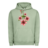 Pigment Oil Green pink flowers hibiscus Urban Hoodie - Jasminsmagicworld
