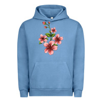 Pigment Pebble Blue pink flowers hibiscus Urban Hoodie - Jasminsmagicworld