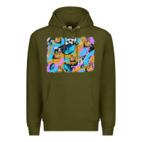 Army Green easter butterfly with glitter and cowhide  background Premium Hoodie - Artiststas