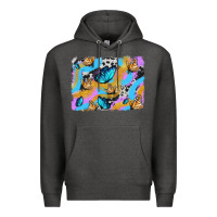 Charcoal Heather easter butterfly with glitter and cowhide  background Premium Hoodie - Artiststas