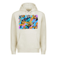 Oatmeal Heather easter butterfly with glitter and cowhide  background Premium Hoodie - Artiststas