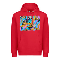 Red easter butterfly with glitter and cowhide  background Premium Hoodie - Artiststas