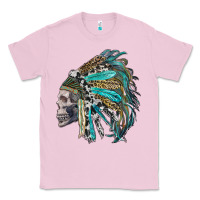 Bubblegum Pink western indian headdress with skull Classic Tee - RanaPortraitStore