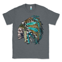 Charcoal Heather western indian headdress with skull Classic Tee - RanaPortraitStore