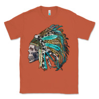 Copper western indian headdress with skull Classic Tee - RanaPortraitStore