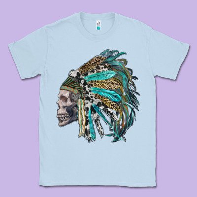 Western Indian Headdress With Skull Classic Tee Designed By Ranaportraitstore