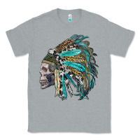 Heather Grey western indian headdress with skull Classic Tee - RanaPortraitStore
