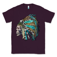 Plum western indian headdress with skull Classic Tee - RanaPortraitStore