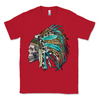 Red western indian headdress with skull Classic Tee - RanaPortraitStore
