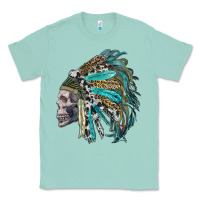 Seafoam western indian headdress with skull Classic Tee - RanaPortraitStore