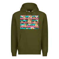 Easter Bunny With Daisy And Turquoise Cowhide Leopard  Background Premium Hoodie | Teevron
