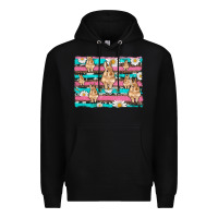 Black easter bunny with daisy and turquoise cowhide leopard  background Premium Hoodie - Artiststas