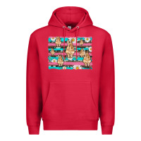 Cardinal easter bunny with daisy and turquoise cowhide leopard  background Premium Hoodie - Artiststas