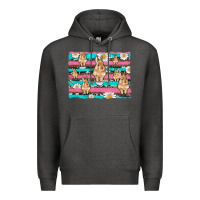 Charcoal Heather easter bunny with daisy and turquoise cowhide leopard  background Premium Hoodie - Artiststas