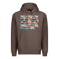 Coffee easter bunny with daisy and turquoise cowhide leopard  background Premium Hoodie - Artiststas