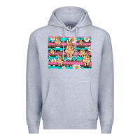 Heather Grey easter bunny with daisy and turquoise cowhide leopard  background Premium Hoodie - Artiststas