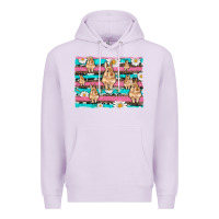 Lilac easter bunny with daisy and turquoise cowhide leopard  background Premium Hoodie - Artiststas